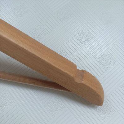 Eco-friendly Custom Beech Hanger With Shelft Hose Grooves Hotel Smooth Durable Wooden Cloth Hangers photo-5