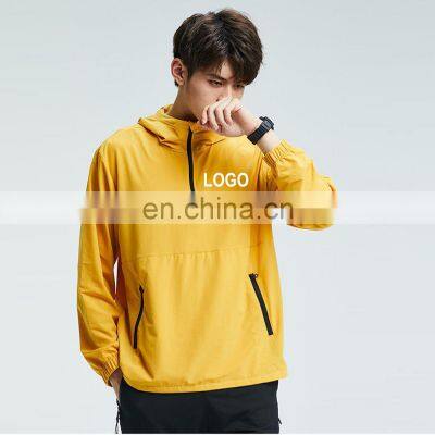 Custom Wholesale Zip Collar Long Sleeve Sports T-Shirt Outdoor Fitness Climbing Wear Zip Neck Pullover Sweatshirt Hoodie For Men