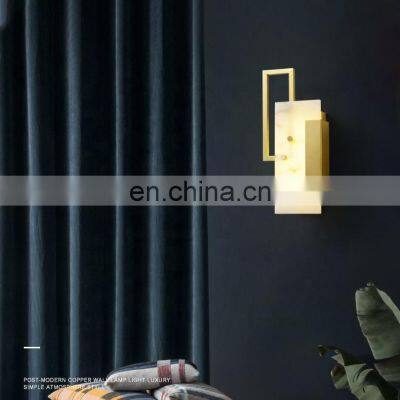 Living Room Bedroom Bedside Wall Lamp Modern Alabaster Copper Wall Lamps photo-3