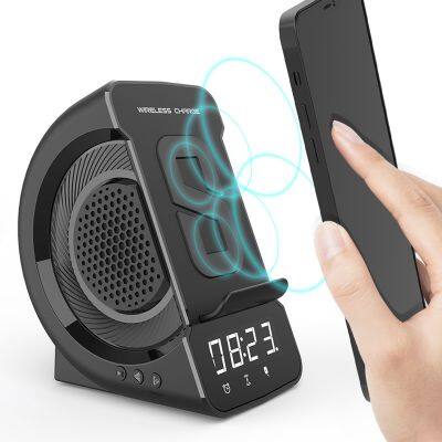 High-End Portable 10W Fast Wireless Charger with LED Digital Display Mini Bluetooth Speaker Waterproof Home Use for Phone