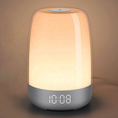 RGB Sunrise Alarm Clock Wake Up Light with Sunrise Colorful Bedside Lamp Sunset Night Light FM radio clock Natural lights