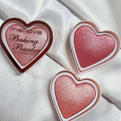 Hot Sale Red Cheeks With Glossy Powder OEM Love Heart Face Blusher Palette With High Lighter High Quality photo-2