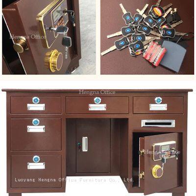 Metal Financial Desk with Hidden Security Vault for Accounting Department; Fireproof Steel Cabinet for Cash and Valuables