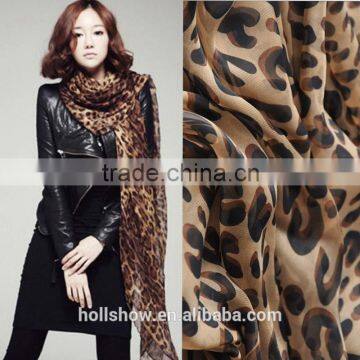 Summer Spring Fashion Women Silk Chiffon Printed Leopard Scarf