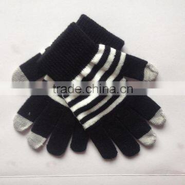 Ladies Knitted Gloves Touch Screen Stripe Gloves Texting Capacitive Smartphone photo-2
