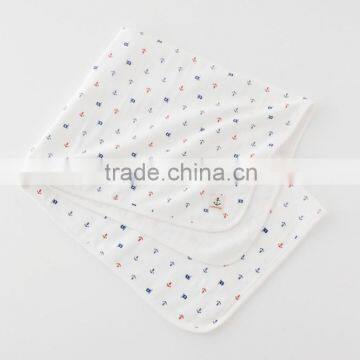 Japanese wholesale products cute anchor pattern soft natural cotton 100% gauze and pile baby bath towel