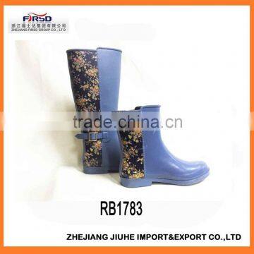 Elegance Flower Printed Rubber Rain Boots for Women