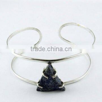 Designer Bangles in Lapis Druzy 925 Sterling Silver, Handmade Silver Jewellery, Online Silver Jewellery