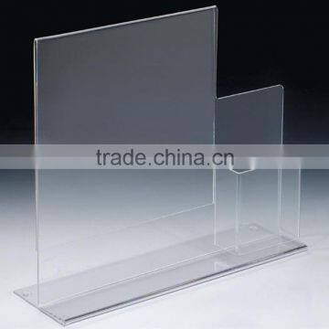 11 x 14 Acrylic Sign Holder with Pocket for 4 x 9 Brochures "T" style sign frame with literature holder