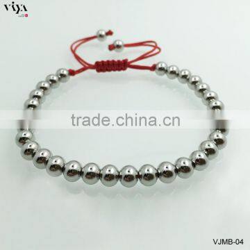 2016 fashionable macrame silver bead s bracelet, macrame cord with customised size bracelet