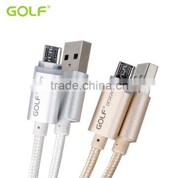 GOLF 1M LED Light Metal Nylon Weave Cable for Android Mobile Phone 2.1A Micro USB Quick Charging and Data Cable photo-4