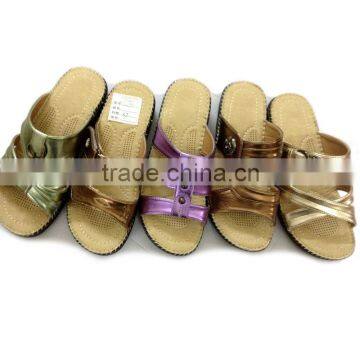 Big Size 2016 Popular Sexy High Wood Wedge Heel Sandals Branded Fashion New Design Ladies Slippers