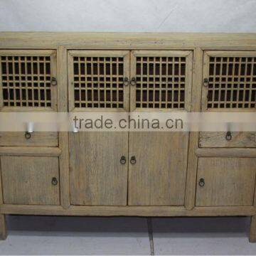 Chinese antique natural reclaimed wood rustic style kitchen cabinet