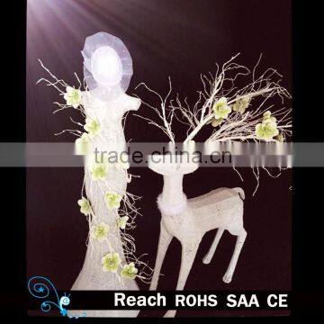 wedding celebration deocration decorative white iron christmas deer & flowers beautiful flower decoration for wedding