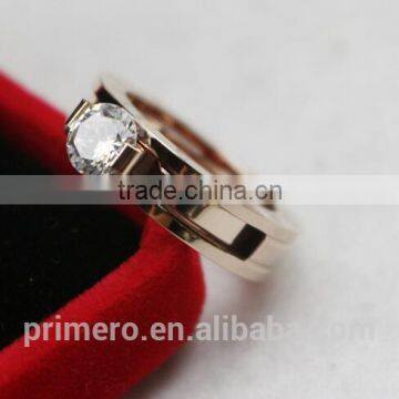 Classic Single Rhinestone Big Stone Titanium Steel Bulgarian Combo Carat Designs Rose Gold Ring Jewelry Accessories photo-6