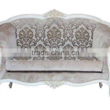 Antique European Style Wooden Two Seat Sofa Furniture With Leather