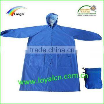 long polyester men blue waterproof jacket in a bag