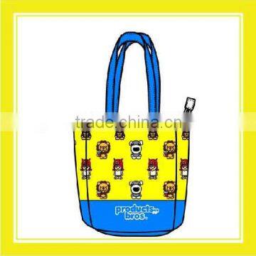 2016 Fashion Product Bros Mixed Tote Lion & Schnauzer Polyester Unisex Super Light Yellow Tote bag