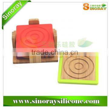 Square Silicone & Bamboo Coaster