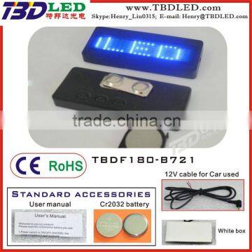 BLUE mini usb rechargeable name card/Sales promotion led name badge/small led display