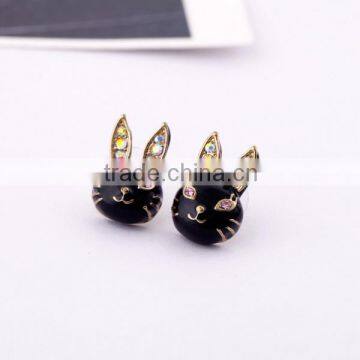 Cute enamel bunny head stud earrings