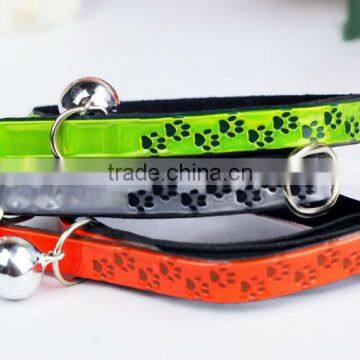 Reflective Footprints Collars for Cat and Little Dog, Fashion Pet Collar with Bell 1/3