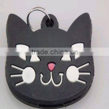 customized 2D black cat soft pvc Key Cap/cover wholesale