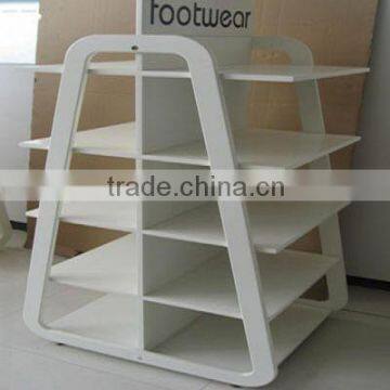 5 steps white color wood shop display stand rack