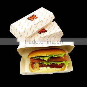 printed food graded folding hot dog paper take away box