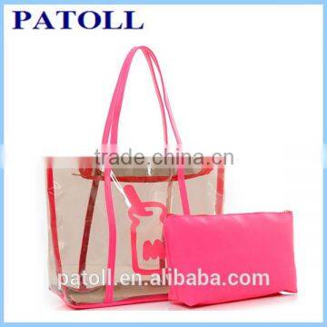 Wholesale transparent PVC bags handbag fashion pvc beach bag