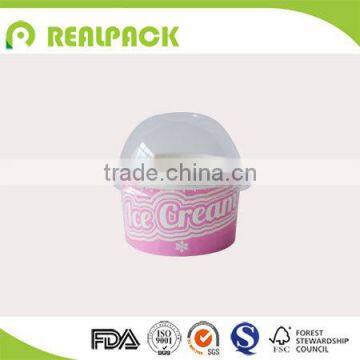 Disposable ice cream paper cup with pet dome lid