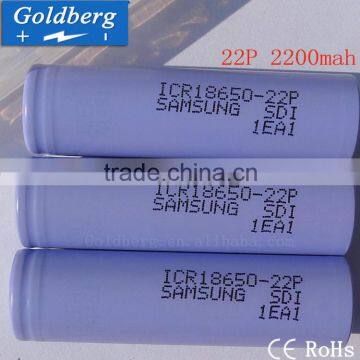 Wholesale high capacity 2200mAh rechargeable 10A li-ion battery 18650 samsung 22p 3.7V lithium ion battery