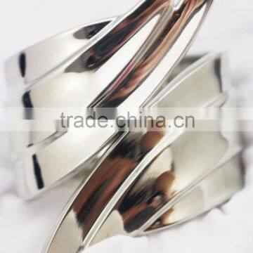 High Polished Stainless Steel Feather Leaves Bracelet Bangle photo-3