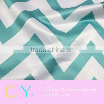 Chervon Printing Tablecloth White/Navy Turquoise