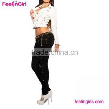 Accept Paypal Hot Design Black Long Women Jeans Pants photo-3