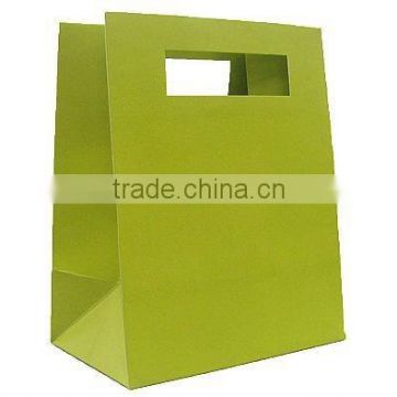 Green color Die cut cheap shopping bags custom shopping bags cheap paper shopping bags -KB14