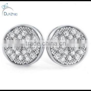 925 sterling silver micro pave button earring studs