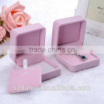 Hot Sale Velvet Flock Jewelry Case Ring Earring Necklace Pendant Box Gift Pink