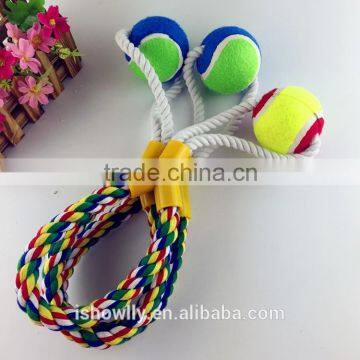 Pet Dog Cat Durable Braid Cotton Rope Toy Bite Tennis Toy Chew Toy With Ball