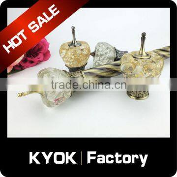 KYOK New design extension curtain rod wholesale with glass curtain rod finials