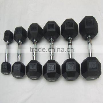 1-50KG Crossfit Rubber Coated hex dumbbells