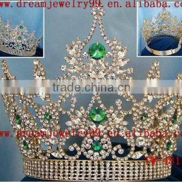 Nice green crystal party crown wholesale 2016