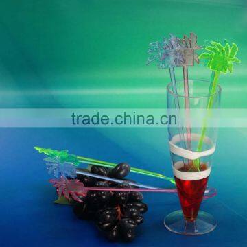 9 Inch Colored Coconut Tree Design Stick/swizzle Sticks/ Cocktail Stick Stirrer Spoon End photo-2