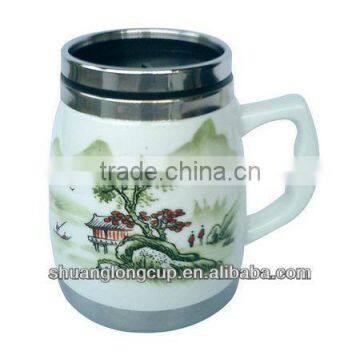 450ml stainless steel head ceramic mug