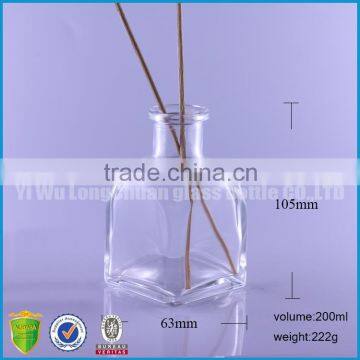 200ml unique shaped transparent aromatherapy reed diffuser bottle with cane