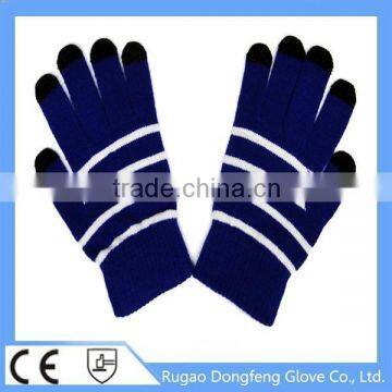 5 Fingers Knitted Stripe Touch Screen Gloves