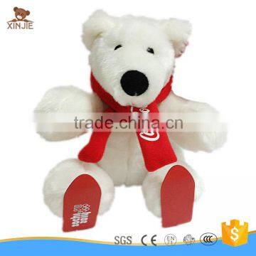 hot selling plush polar bear with printing logo