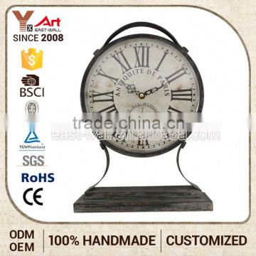 Top Grade Cheap Prices Custom Printing Logo Vintage Iron Glass Table Clock