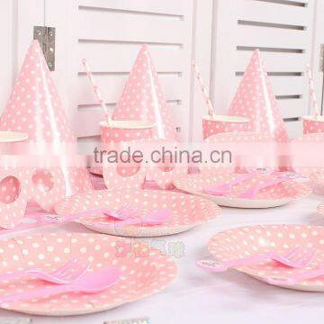 Baby Shower Pink Polka Dot Party Paper Tableware photo-5