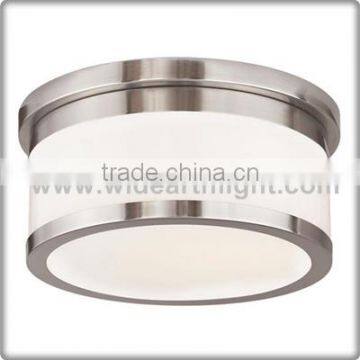 UL CUL Listed Hotel Room Drum Ceiling Light With Glass Shade In Brushed Nickel C81398